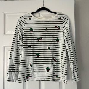 Talbots Long Sleeve Holiday Tee - Black and White